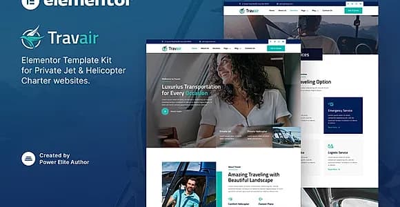 Travair - Private Jet & Helicopter Charter Elementor Template Kit