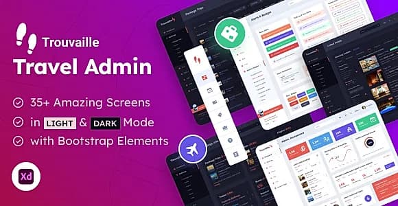 Travel Admin | Travel and Holiday Admin Web App Dashboard Adobe XD Template