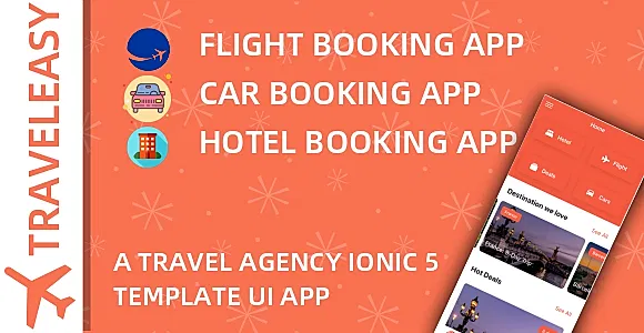 TravelEasy - A Travel Agency Theme UI App By Ionic 5 (Car, Hotel, Flight Booking)
