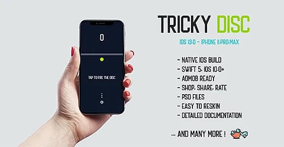 Tricky Disc - native iOS mobile game app 13 iPhone 11 corona
