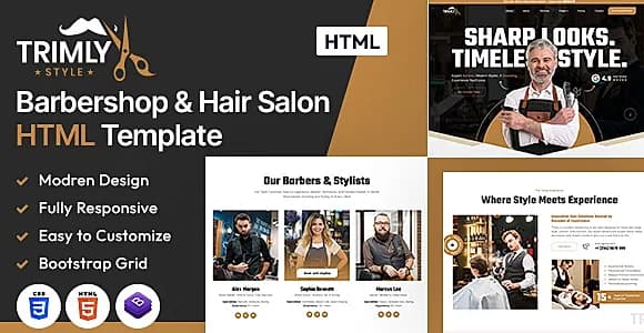 Trimly - Barbershop & Hair Salon HTML Template