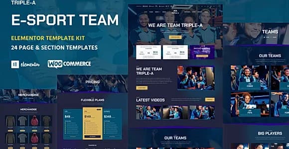 Triple-A - eSport Team Gaming WooCommerce  Elementor Template Kit