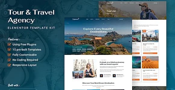 Triptrave - Tour & Travel Agency Elementor Template Kit