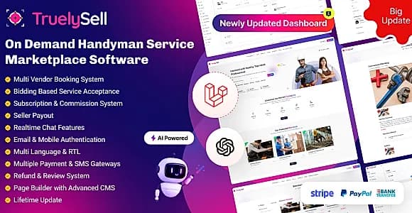 TruelySell - Service Booking Marketplace Platform (Bark Clone, Laravel 12)