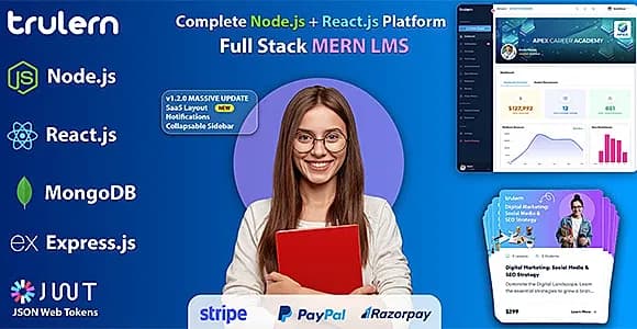 TruLern - React & Node.js MERN LMS with Online Course Builder & eCommerce