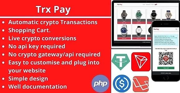 TRX PAY - Accept crypto payments on the Tron Blockchain Network