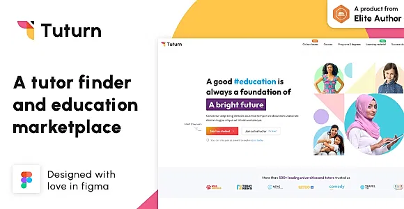 Tuturn - Online tuition and tutor marketplace figma template