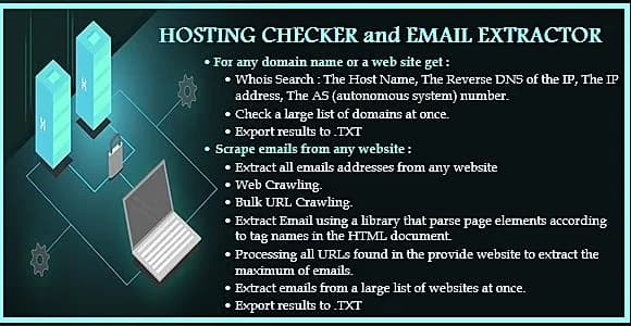 Two In One : Whois & DNS Lookup - Domain/IP & Hosting Checker & Email Extractor