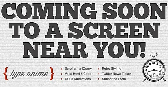 Type Anime - Scrolling Html5 Coming Soon Template