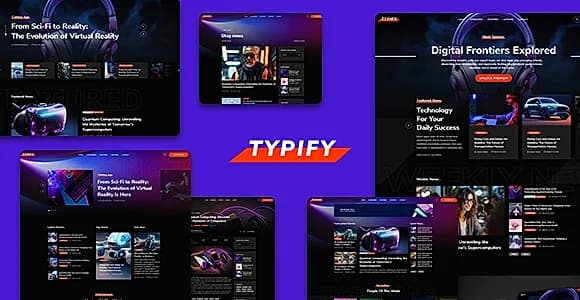 Typify - Tech Magazine Website Template for Photoshop (PSD)