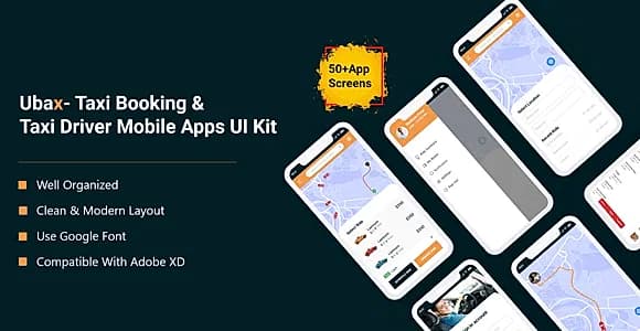 Ubax - Taxi Booking & Taxi Driver Mobile App UI Kit