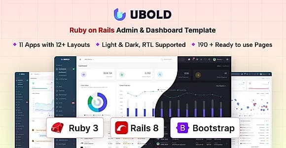 UBold - Ruby on Rails Admin & Dashboard Template