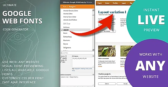 Ultimate Google Web Fonts - code generator