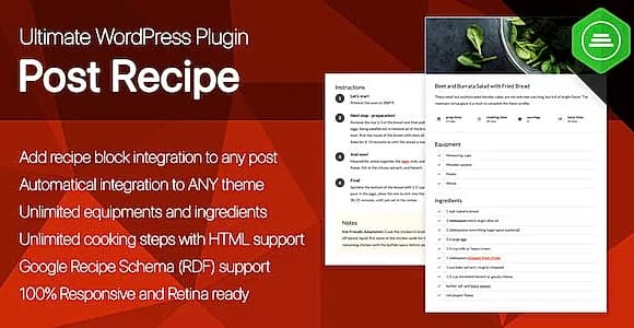 Ultimate Post Recipe WordPress Plugin
