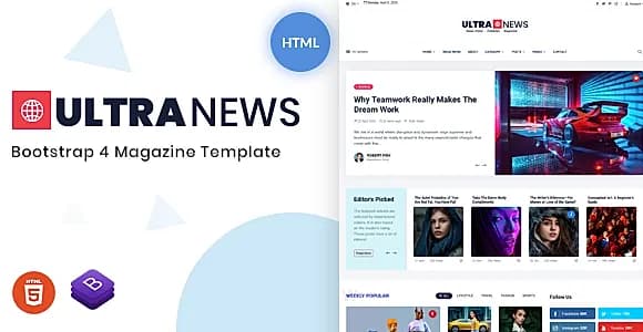 Ultranews - Magazine Bootstrap 4 Template
