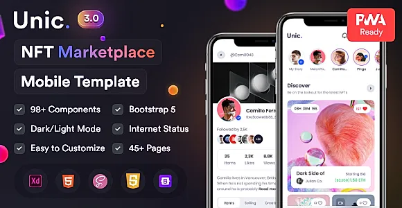 Unic – NFT Marketplace HTML Mobile Template