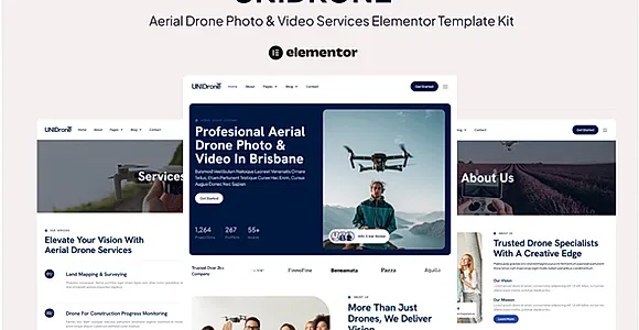 Unidrone - Aerial Drone Photo And Video Services Elementor Template Kit