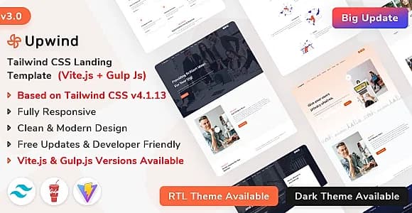 Upwind - Tailwind CSS Landing Page Template (Tailwind CSS v4)