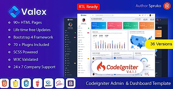 Valex – Codeigniter Admin panel Template