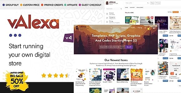 Valexa PHP Script For Selling Digital Products And Digital Downloads