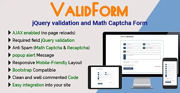 ValidForm - jQuery validation and Math Captcha Form