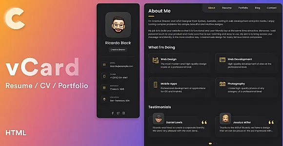 vCard – HTML5 Resume / CV / Portfolio
