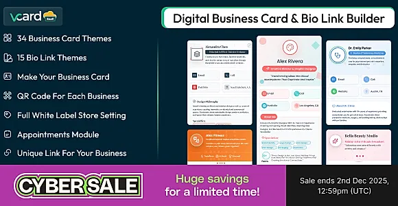 vCard SaaS - Digital Business Card Builder - Bio Links Builder