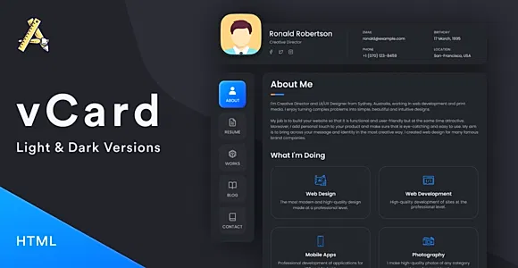 vCard3 – HTML 5 Resume / CV / vCard / Portfolio