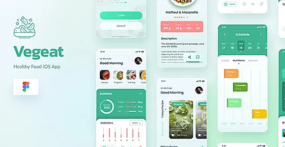 Vegeat - Healthy Food iOS App Design Figma