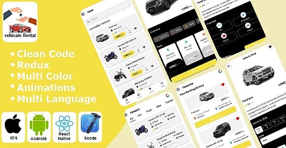 Vehicle Rental - Car & Bike Rental | Online Vehicle React Native iOS/Android App Template