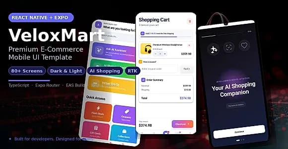 VeloxMart - React Native Expo eCommerce Mobile App Template