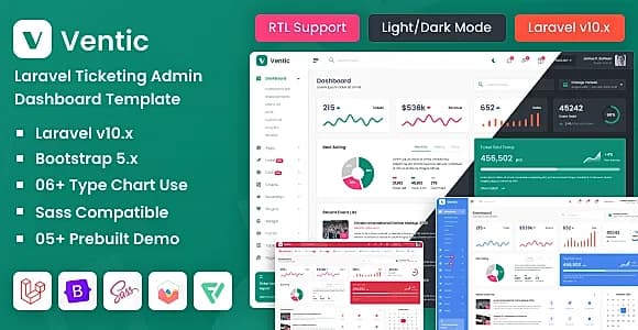 Ventic - Laravel Event Ticketing Admin Dashboard Template