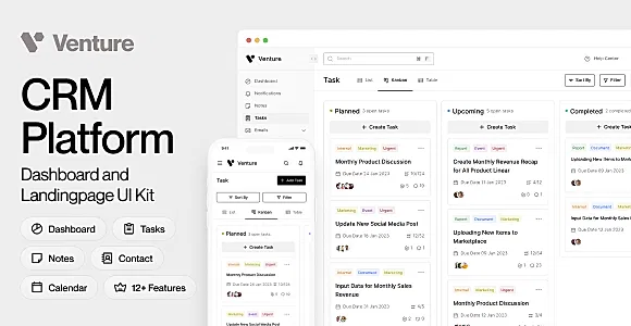 Venture - CRM Dashboard & Landing page UI Kit