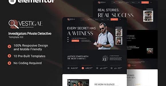 Vestigae - Investigators Private Detective Elementor Template Kit