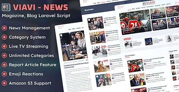 Viavi - News, Magazine & Blog Laravel CMS Script
