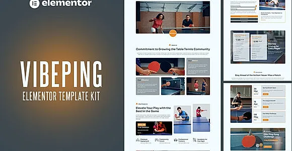 VibePing -  Table Tennis School & Sports Club Elementor Template Kit