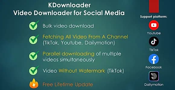 Video Downloader for Youtube, TikTok, Facebook, Dailymotion