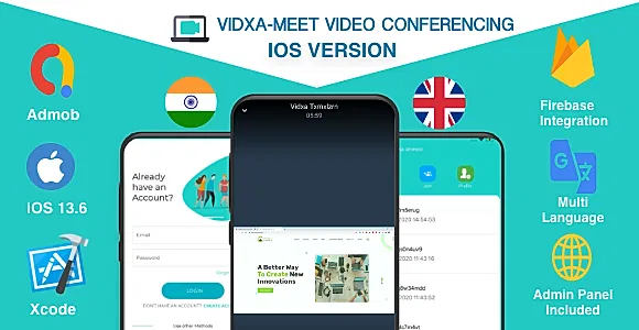 VIDXA MEET – Free Video Conferencing & Audio Conferencing App | Zoom Clone (iOS + Admin Panel)