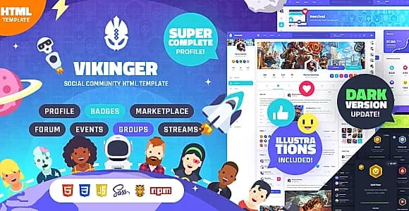 Vikinger - Social Community and Marketplace HTML Template