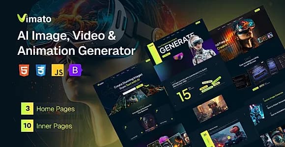 Vimato - AI Image, Video & Animation Generator HTML Template