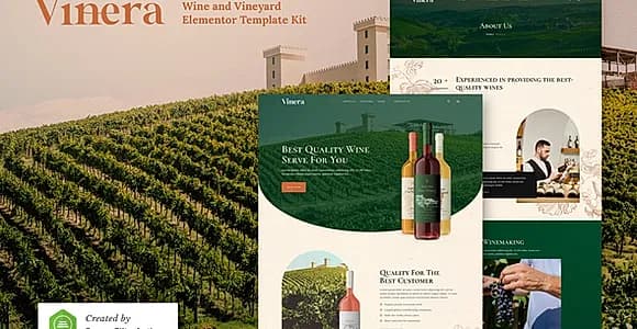Vinera – Wine & Vineyard Elementor Template Kit