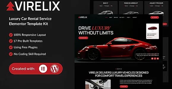 Virelix - Luxury Car Rental Service Elementor Template Kit