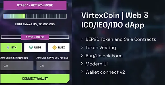VirtexCoin | Web 3 ICO/IEO/IDO dApp - Crypto Fund Raiser