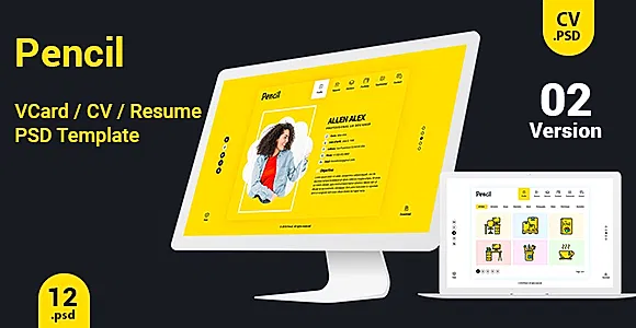 Virtual Business Card  CV Resume PSD Template