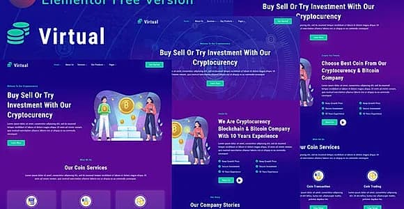 Virtual - Cryptocurency Blockchain & Bitcoin Elementor Template Kit