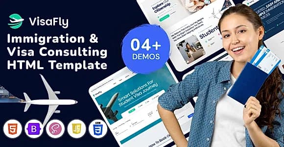 VisaFly - Immigration and Visa Consulting Website HTML Template