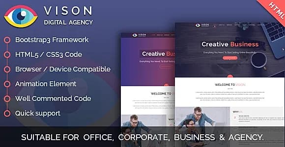 Vision Digital Agency – Multipurpose One Page HTML Template