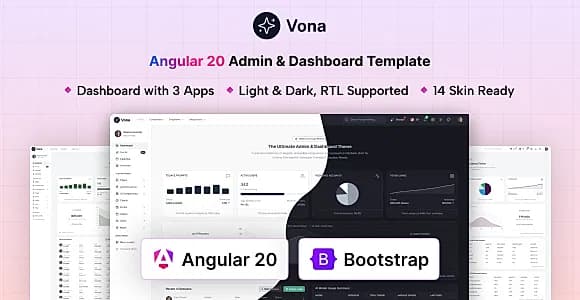 Vona - Angular 20 Minimal Admin & Dashboard Template