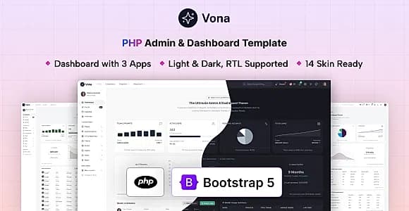 Vona - PHP Minimal Admin & Dashboard Template