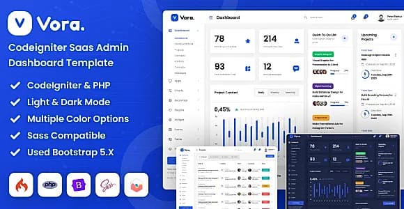 Vora - Saas Codeigniter Admin Dashboard Template